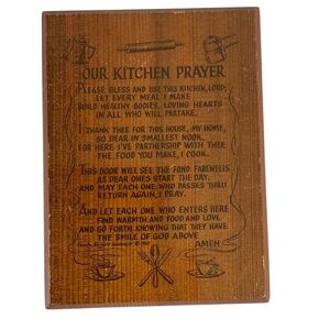 Vintage 1960 “Our Kitchen Prayer” Wall Plaque by Floretta Barnard Vanderbilt